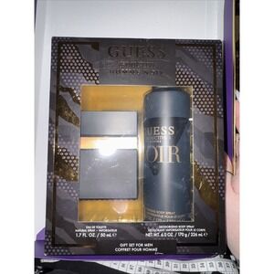 New Guess Seductive Homme Noir Gift Set 1.7 oz EDT Spray & 6 oz Body Spray Gold